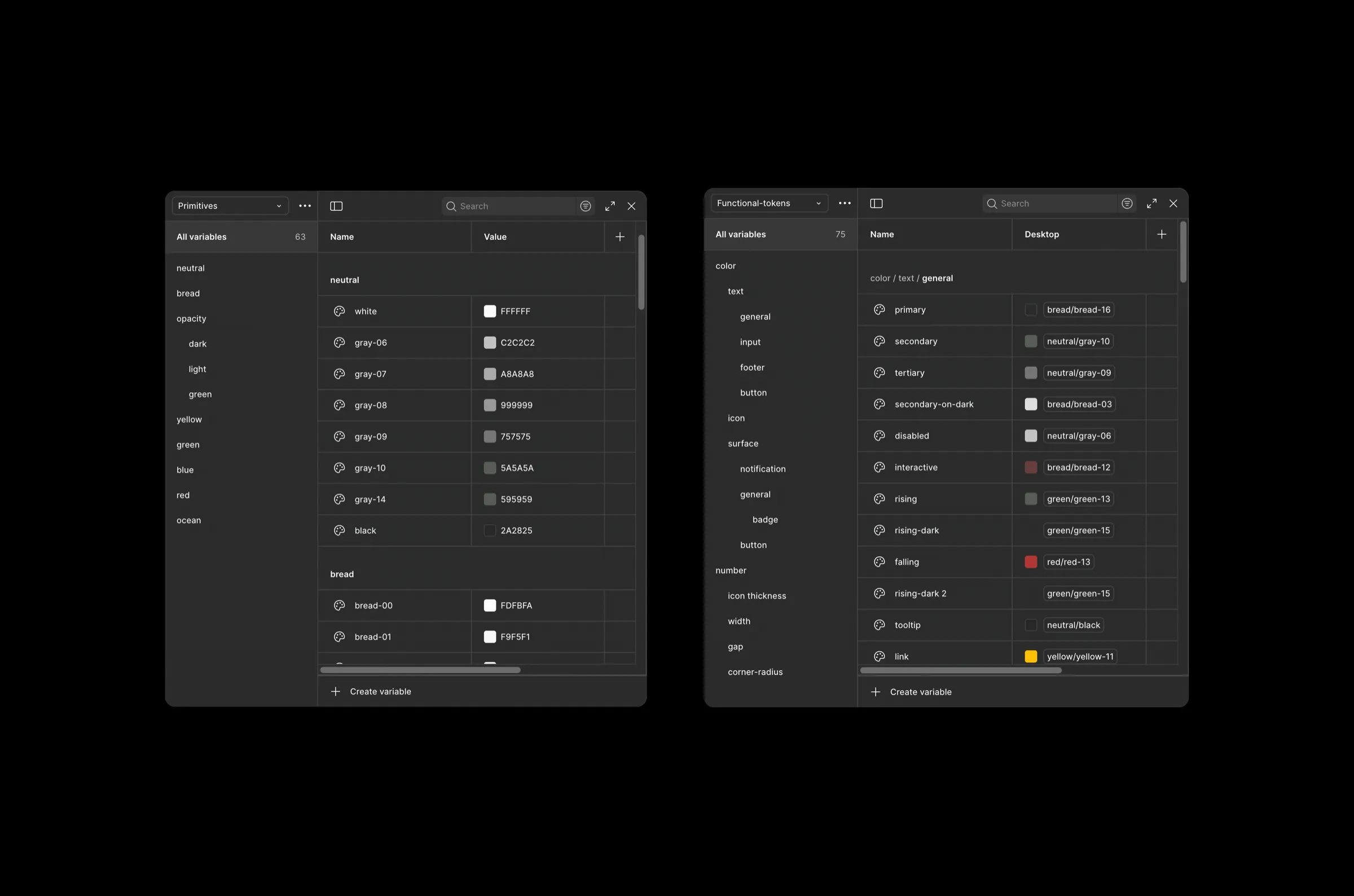 BREAD design system Figma tokens